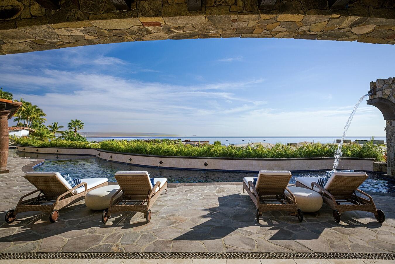 Cabo Luxury Pedregal Csl First time on the market, Villa Antigua is a six-bedroom, seven-bathroom residence located within the prestigious community of Pedregal, offering a rare opportunity to own a timeless property in Cabo's most exclusive neighborhood.Antigua blends classic Mexican architecture with hacienda-style furnishings, creating an atmosphere of inviting and understated luxury. Dramatic architectural details and exceptional craftsmanship are evident throughout, including stone columns, marble floors, and tasteful designer dรฉcor in warm earth tones.Its spacious layout includes six generously sized bedrooms, ideal for both private enjoyment and high-end rental use. The upper level bedrooms provide enhanced privacy, beautiful ocean for sale