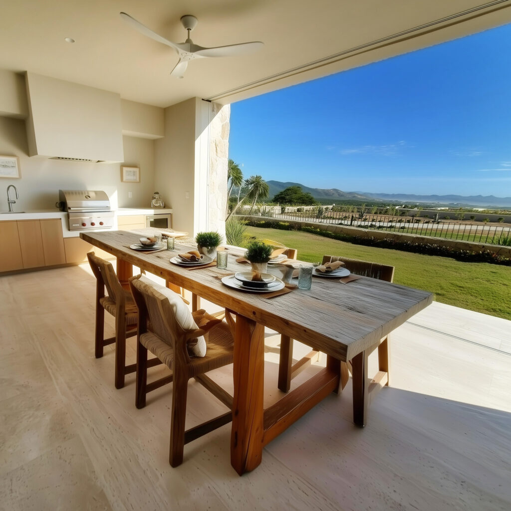 Cabo Luxury Section 6- Las Verandas A rare, highly upgraded, fully furnished garden residence in Querencia. Verandas C-101 offers generous living spaces that open to a large private terrace and grassy garden--an uncommon feature within the community. Contemporary architecture and custom-made furniture are paired with a calm, grounding interior designed with natural materials, custom wood furnishings, clay accents, upgraded flooring, and enhanced interior doors throughout. This residence features a fully upgraded kitchen with new appliances and a 42-inch wine cellar, along with thoughtfully finished bathrooms that include double-sink vanities and elevated finishes. Ceiling fans are installed in all bedrooms. A private in-unit elevator gives you direct access to the parking garage below, to your two parking spaces, and an oversized private storage room included with the home. This residence was delivered new with a comprehensive package of builder-selected upgrades totaling – Verandas, San Jose Corridor, San Jose Corridor, BS